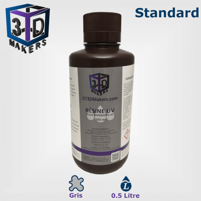 Résine standard gris 0.5l GT 3D Makers