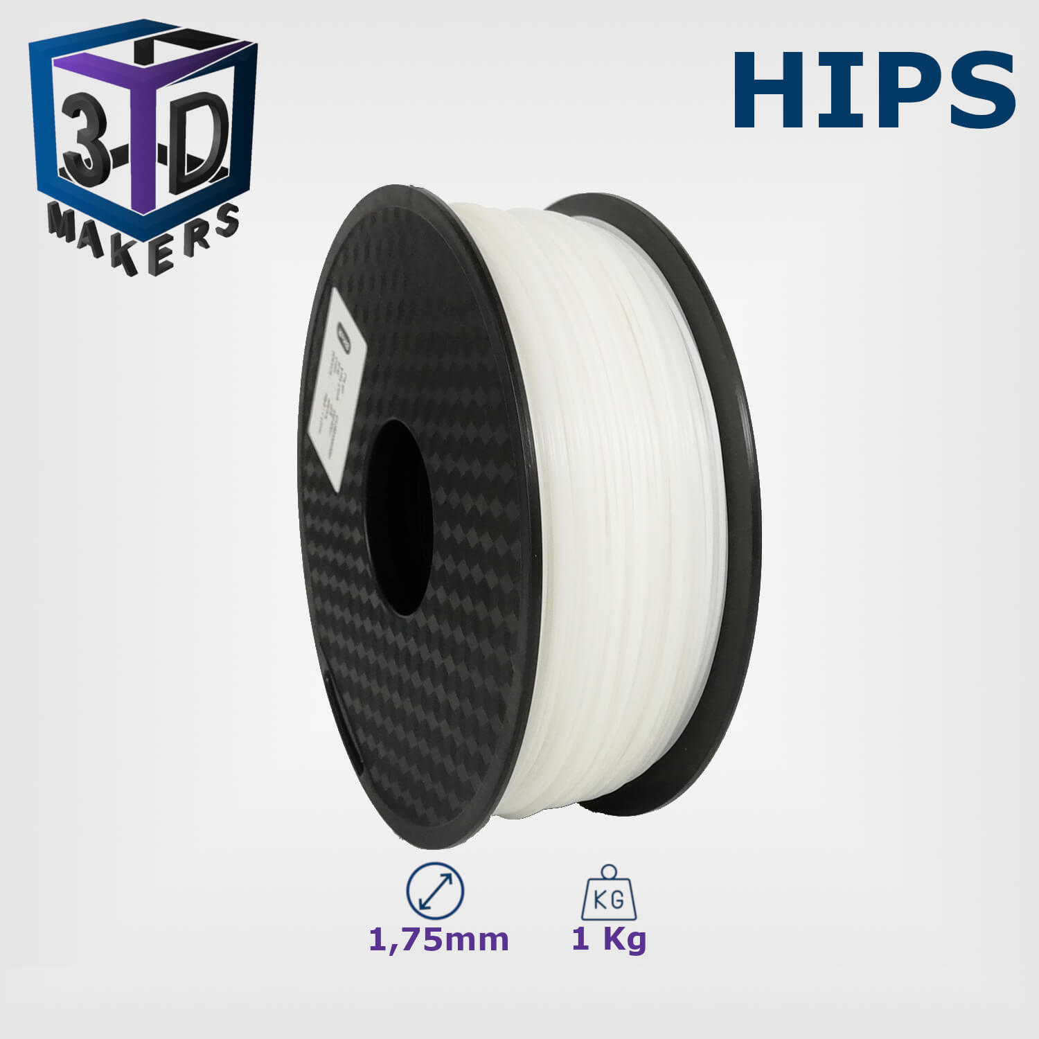Filament HIPS Naturel 1,75mm 1Kg GT 3D Makers
